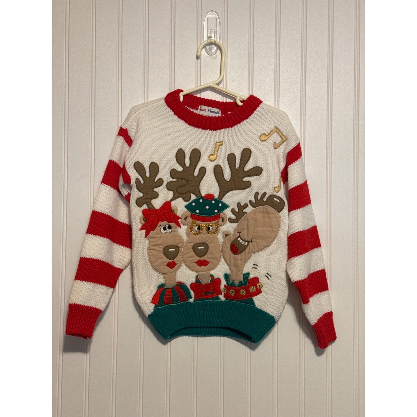 Vintage Kids Singing Reindeer Sweater