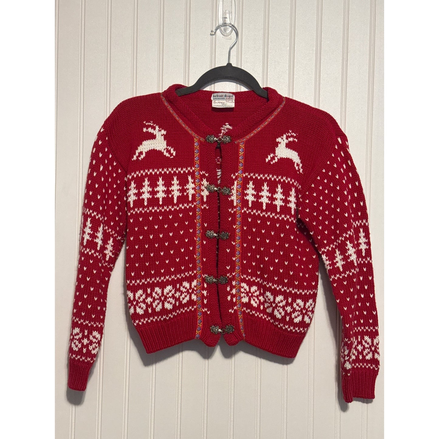 Vintage Kids Nordic Cardigan Sweater - Red