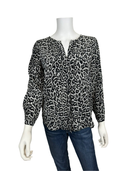 Black and White Leopard Print Blouse