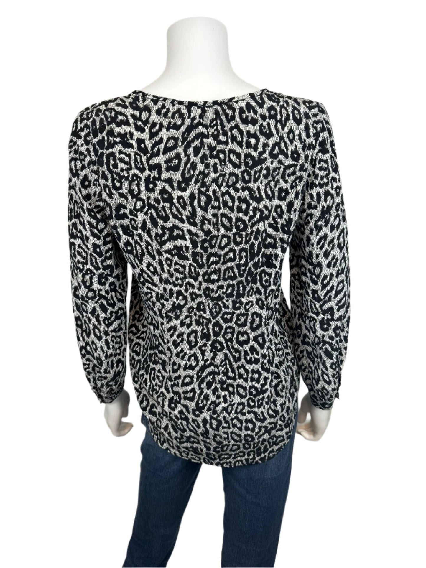 Black and White Leopard Print Blouse