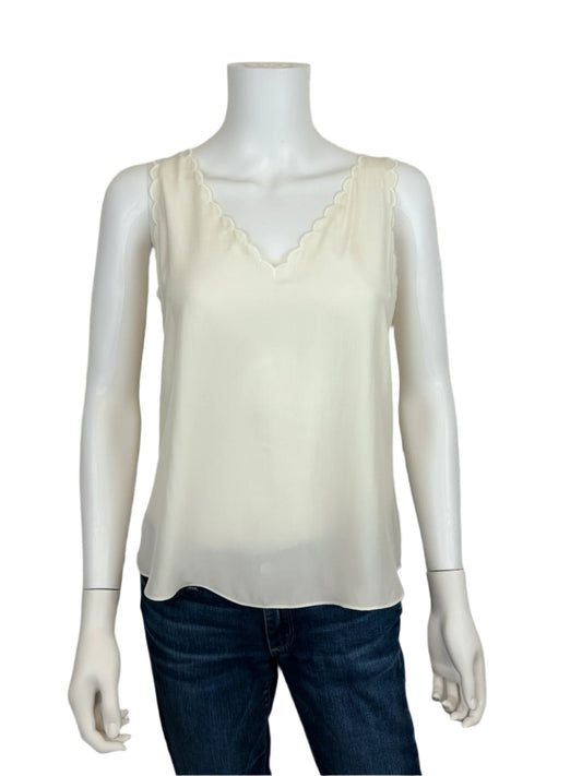 Scalloped Silk Tank Top