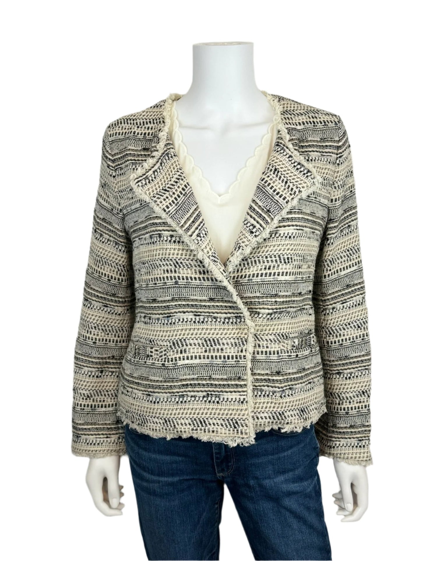 Fringe-Trim Tweed Jacket