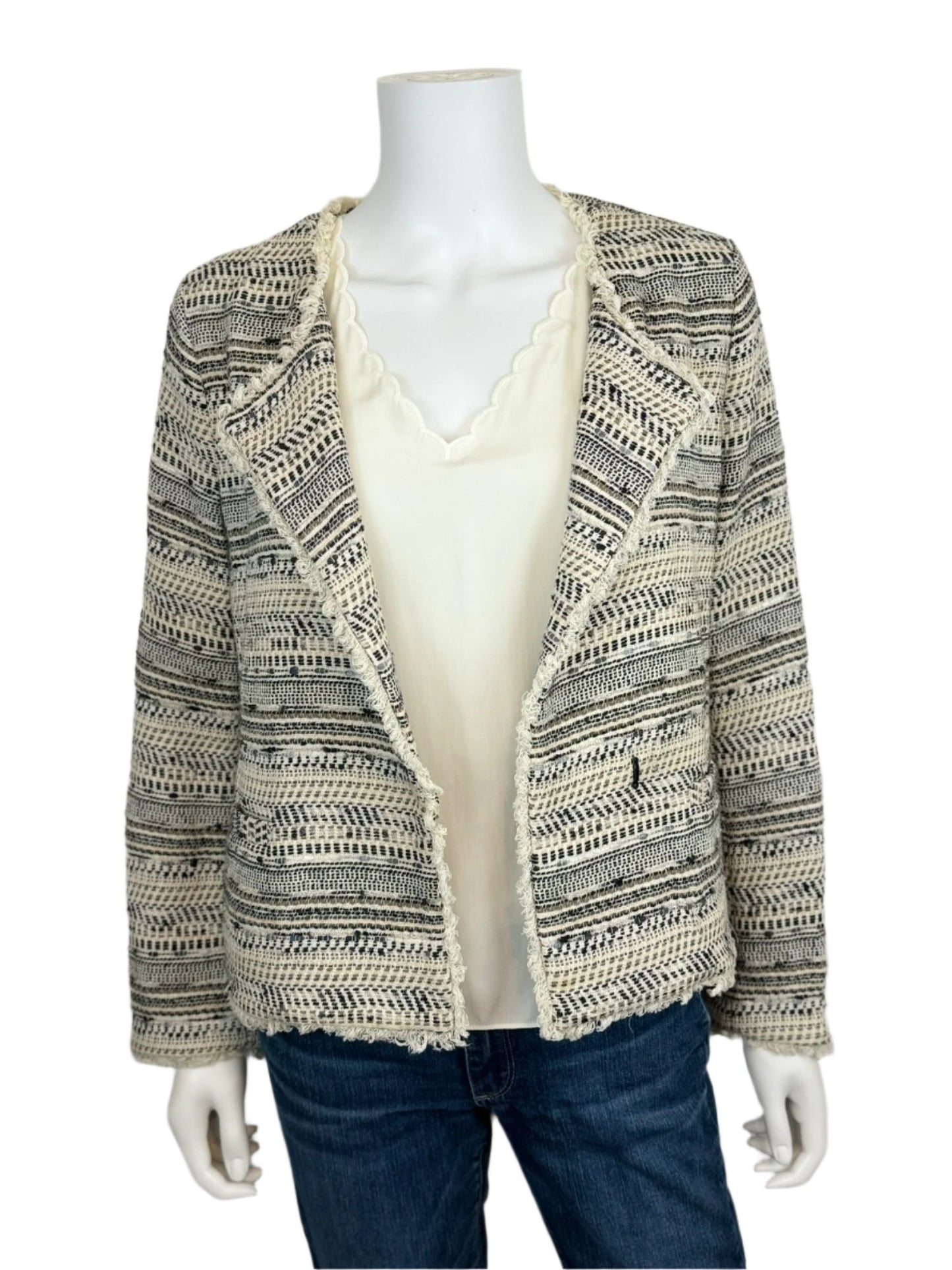 Fringe-Trim Tweed Jacket