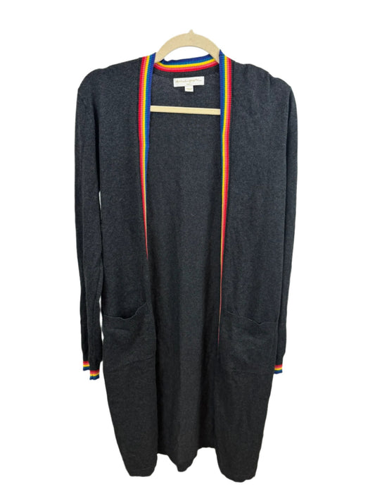 Rainbow Trim Long Cardigan