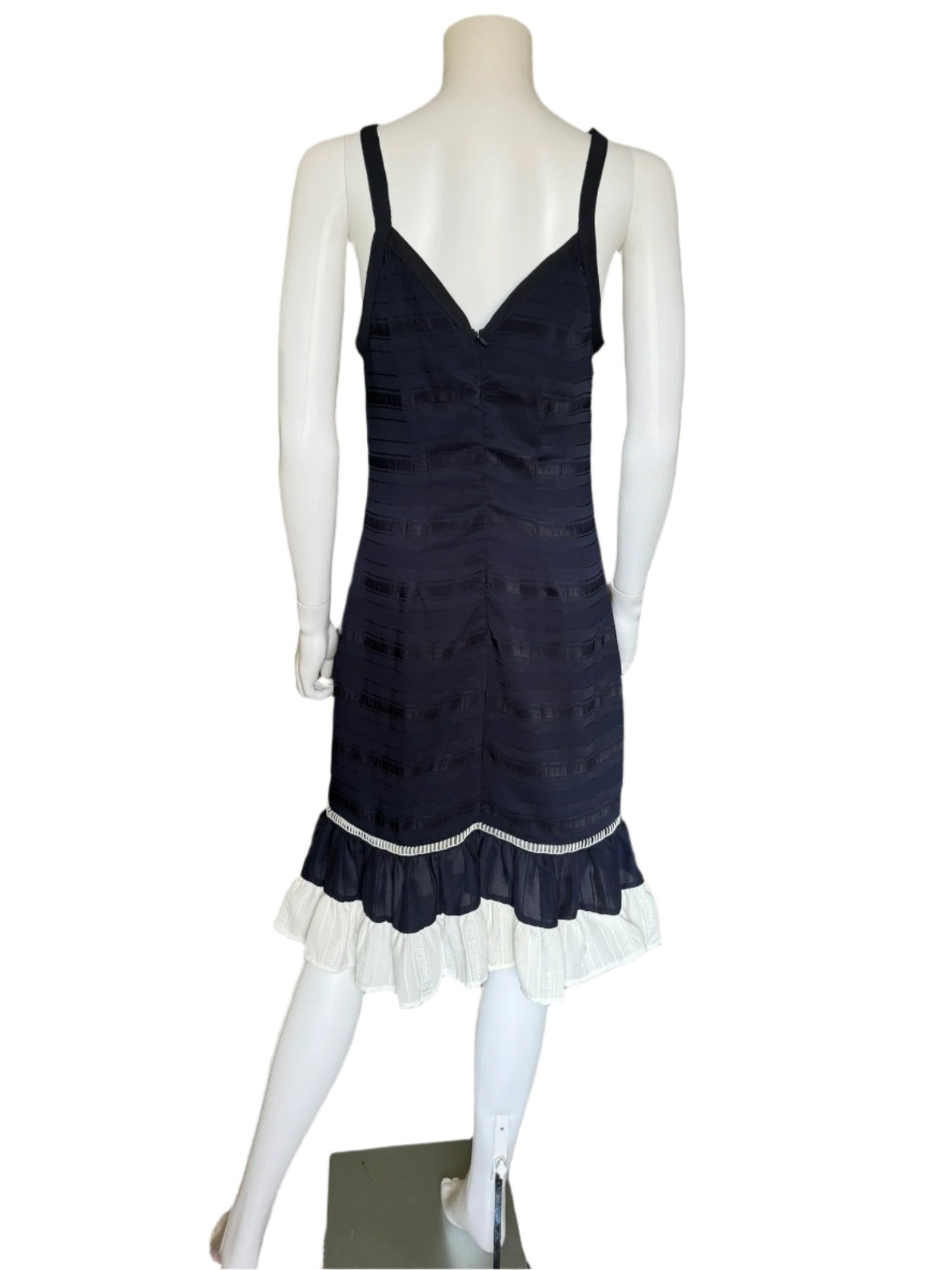 Navy and White Flounce Hem Dress